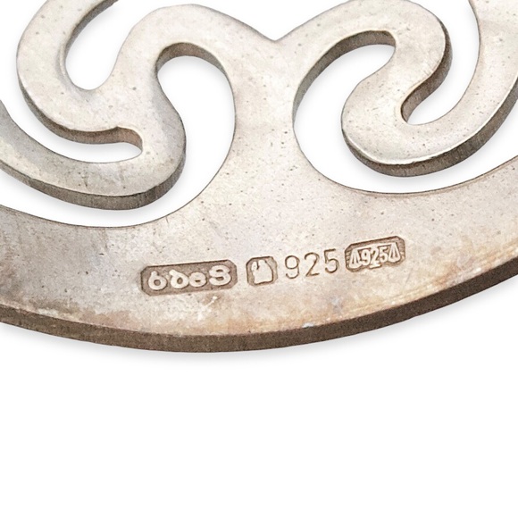 Vintage Celtic Sterling Silver Triskelion Leverback Earrings Triskele Spiral - Picture 4 of 4